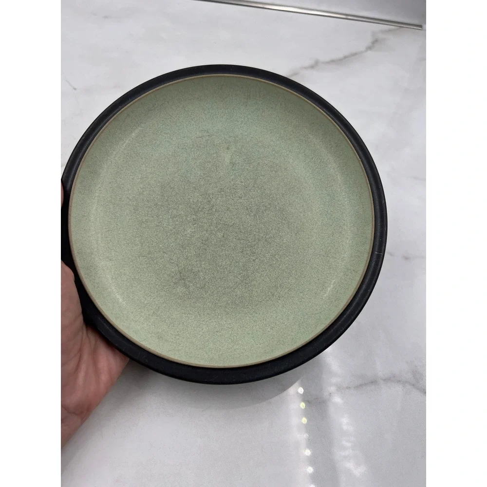 Denby Energy Celadon Green Charcoal Gray Salad Plates Set of 2 Made in England